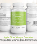 Hey Nutrition Apple Cider Vinegar Gummies Supplement - Vitamin C & Chromium - Supports Skin Health Metabolic Function & Immune Health - No Artificial Flavours Non-GMO & Dairy- - 60 Vegan Gummies