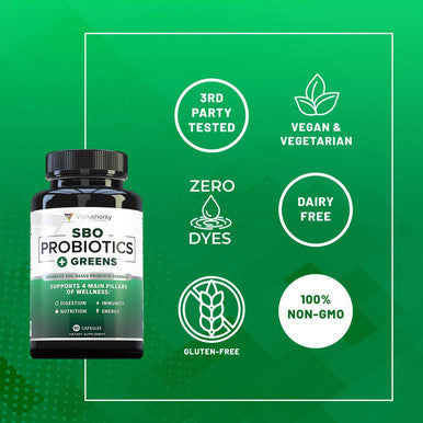 SBO Probiotic Organic Greens Superfood Blend Vegan Probiotics 50 Billion CFUs Per Serving Organic Spirulina Kale Broccoli Spinach for Improved Digestion and Immunity ShelfStable Supplement
