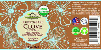 US Organic 100% Pure Clove Stem Essential Oil - USDA Certified Organic, Steam Distilled W/Euro Dropper_30 ml (More Size Variations Available)