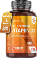 Weightworld Vitamin D3 4000 IU 400 High Strength Vitamin D Tablets (1+ Year Supply) Vegetarian Immune System Vitamins One A Day Vitamin D Supplement VIT D3 As Cholecalciferol Made in The UK