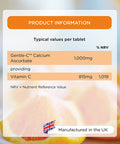Healthspan Gentle Vitamin C 1,000mg | 120 Tablets | 1,000% NRV | Stomach Friendly Calcium Ascorbate | Immune & Joint Health | Vegan