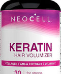 NeoCell Keratin Hair Volumizer, Enhance Hair Strength, Grass-Fed Collagen, Gluten Free, 60 Capsules (Package May Vary)