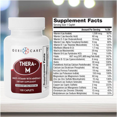 Gericare Thera High Potency Multivitamin With Mineral Caplets, Nutritional Supplement, 100 Count (Pack Of 1)