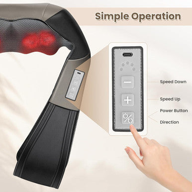 Jqx Neck Massager, Cordless Shiatsu Neck And Back Massager With 5 Speed Levels, Shoulder Massager With 3D Kneading Massager, Relax Muscles At Home& Offie& Car, Best Gifts For Women Men Mom Dad