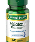 Melatonin by Nature's Bounty, 100% Free Sleep Aid, Dietary Supplement, Promotes Relaxation and Sleep Health, 10mg, 60 Capsules