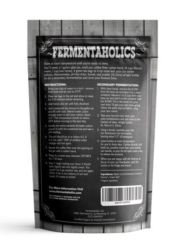 Fermentaholics 1 Gallon Jun Kombucha Starter Kit - Includes Usda Organic Jun Scoby & Starter Tea + Ingredients To Start Brewing Your Own Jun Tea Jar Not Included