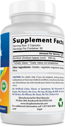 Best Naturals Burdock Root 425 mg 180 Capsules (180 Count (Pack of 3))