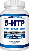 5HTP 200mg Plus Calcium for Mood Sleep Supports Calm and Relaxed Mood 99 High Purity 120 Capsules Arazo Nutrition