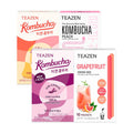 Teazen 4 Flavors 40 Sticks Variety Pack Kombucha Peach Mango Guava Mulled Wine (30 Sticks) & Grapefruit Tea Powdered Drink Mix (10 Sticks)