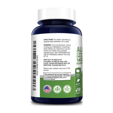 Omega 3 - Algae Oil 1400mg 150 Vegetarian Powder Capsules (Non-GMO & )