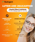 Nutrigent Lutein 20 Mg With Zeaxanthin Liquid Filled Organic Capsules Eye Health Supplements Support Vision Health Gluten Free Soy Free (60Ct)