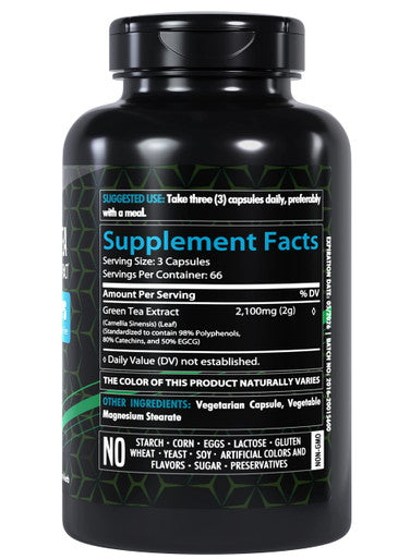 Healthfare Ecgg Green Tea Extract | 200 Capsules | Standardized To Contain 50% Egcg, 98% Polyphenols And 80% Catechins | Herbal Supplement Pills