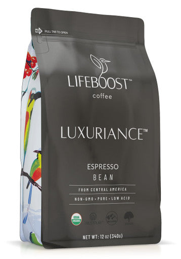 Lifeboost Organic Espresso Beans Whole USDA Organic Low Acid Mold Free Dark Roast Coffee Whole Bean Single Origin High Caffeine Arabica 12 oz Bag