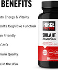 Force Factor Shilajit Supplement Shilajit for Men and Women to Support Energy and Brain Health Shilajit Pure Natural Premium Quality Vegan Non-GMO 60 Capsules