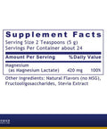 Premier Research Labs Magnesium - Supports Healthy Heart, Bones, Teeth & Ph Balance - Magnesium Lactate Powder - Highly Absorbabl