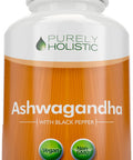 Purely Holistic Organic Ashwagandha 1300Mg - 180 Vegan Capsules - 650Mg Of Ashwaganda Per Capsule - 3 Month Supply - High Strength Ashwaganda Root Extract With Black Pepper