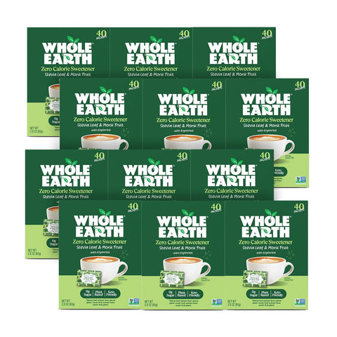 Whole Earth Sweetener Co. Stevia and Monk Fruit Sweetener, Erythritol Sweetener, Sugar Substitute, Zero Calorie Sweetener, 1,000 Stevia Packets (Packaging May Vary), 70.54 Ounce