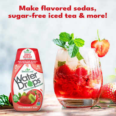 Sweetleaf Water Drops Strawberry Kiwi Sugar- Water Enhancer Drops Stevia & Monk Fruit Sweetener Water Flavoring 1.62 Oz (Pack of 6)