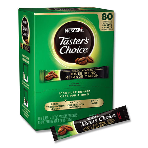 Nescafe Taster's Choice Decaf, House Blend Instant Coffee Single Serve Sticks, 16 Count (Pack of 1)
