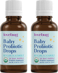 Lovebug Baby Probiotic Drops 0-12 Months - Organic Probiotics For Babies & borns, Supports Baby Gas, Colic, Diarrhea And Infant Constipation Relief, Sugar-, Tasteless Liquid, 10Ml