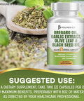 Jb Wellness Oregano Oil 6000Mg Garlic Extract 4000Mg Olive Leaf 3000Mg With Astragalus - Immune Support & Digestive Health Supplement For Women And Men - 60 Count