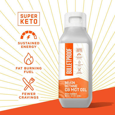 Bulletproof Brain Octane Premium C8 Mct Oil From Non-Gmo Coconuts, 14G Mcts, 16 Fl Oz, Innerfuel Prebiotic Fiber Powder, Unflavored, 13.4 Oz