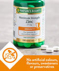 Nature's Bounty Maximum Strength Zinc 100 25Mg Tablets (100 Day Supply) Immunity Support And Antioxidant Supplement