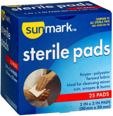 Sunmark Sterile Pads 2 x2 Inches 25 each By Sunmark