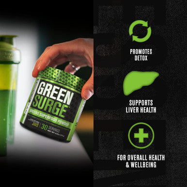Green Surge Green Superfood Powder Supplement Keto Friendly Greens Drink w/Spirulina Wheat Barley Grass Organic Greens Green Tea Extract Probiotics Digestive Enzymes Sour Apple 30sv