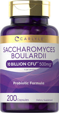 Carlyle Saccharomyces Boulardii Probiotics | 10 Billion CFUs 200 Capsules | Value Size | Non-GMO, Gluten Free Supplement