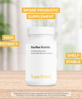 Supersmart Bacillus Subtilis 3 Billion CFU Per Day Probiotic Strain Improve Natural Defences Help with External Attacks NonGMO Gluten Free 60 DR Capsules