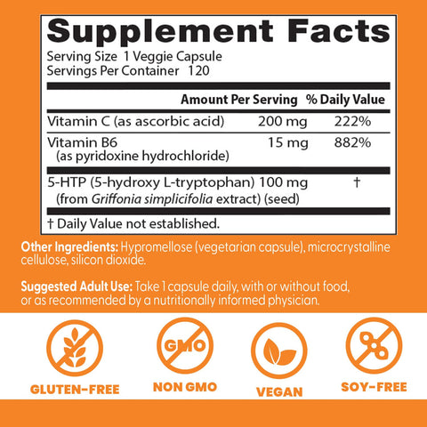 Doctor'S Best Doctors Best 5-Htp Enhanced With Vitamins B6 & C - Vegan 5 Htp Supplement For Women & Men Supports Mental & Emotional Well-Being For Adults Non-Gmo Gluten Free Soy Free 120 Veg Caps