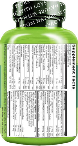 Naturelo Whole Food Multivitamin For Teens - Vitamins And Minerals For Teenage Boys And Girls - Supplement For Active Kids - With Organic Whole Foods - Non-Gmo - Vegan & Vegetarian - 60 Capsules