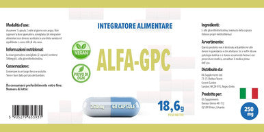 Alpha Gpc Choline 500Mg Serving 60 Vegan Capsules, 3Rd Party Lab Tested, High Strength Supplement, No Fillers Or Bulkers, Gluten And Gmo
