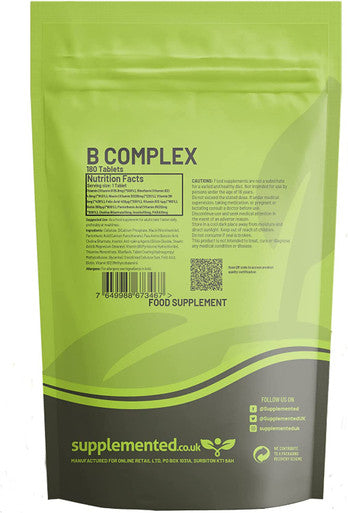 Vitamin B Complex 400mg 180 Tablets High Strength Supplement UK Made. Pharmaceutical Grade