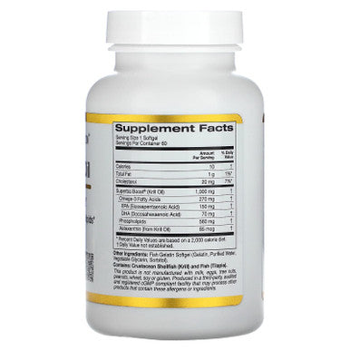 California Gold Nutrition Premium Krill Oil 1 000 Mg 60 Softgels