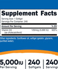 Nutricost Vitamin D3 5000 IU (125mcg) 240 Softgels GMOFree Gluten Free Vitamin D