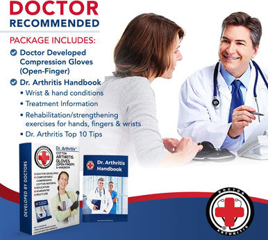 Doctor Developed Arthritis Compression Gloves and DOCTOR WRITTEN HANDBOOK -Relieve Arthritis Symptoms, Raynauds Disease & Carpal Tunnel (Small)
