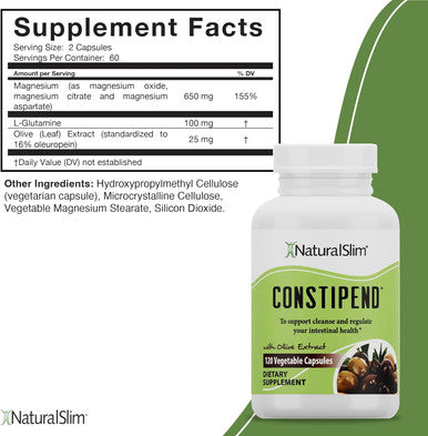 Naturalslim, Constipation Relief, Stool Softeners Constipend, Colon Cleanser For Women & Men With Magnesium Citrate, Aspartate & Olive Extract, 120 Vegetable Capsules