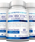 Approved ScienceProbiotics with Prebiotics 10Strand Vegan Probiotic 3 Bottles