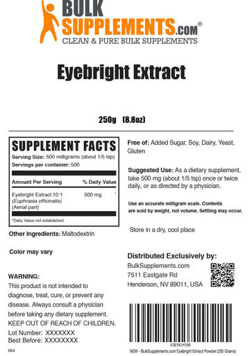 Bulksupplements.Com Eyebright Extract Powder - Eyebright Herb Supplement - Eye Supplements - Eye Bright Extract - Eye Health Supplements For Adults (250 Grams - 8.8 Oz)