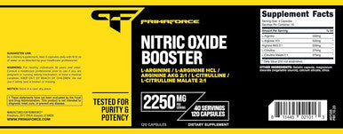 Primaforce Nitric Oxide Booster (2250mg 120 Capsules) - 40 Servings of Our Nitric Oxide Boosting Blend for Pre-Workout and Post-Workout