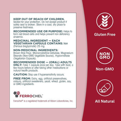 Organika Absolute Iron- Iron Bisglycinate- High Availability, Gentle On Stomach, Boost Iron Levels- Beneficial For Women And Vegetarians- 120Vcaps