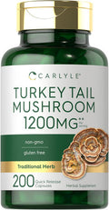 Carlyle Turkey Tail Mushroom Capsules | 1200mg | 200 Count | Non-GMO & Gluten Extract