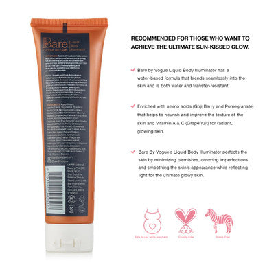 Bare by Vogue Liquid Illuminator 125ml - Hydrating Body Highlighter for Sun-Kissed Glow - Vegan & Cruelty-Free Water & Transfer Resistant - Enriched with Amino Acids & Vitamins