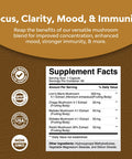 Nootropic Lions Mane Mushroom Capsules - LionÃƒâ€šÃ¢â‚¬â„¢s Mane Mushroom Complex Immune System Booster and Brain Supplement - Mushroom Extract Focus Pills Brain Booster and Mood Support with Reishi Mushroom