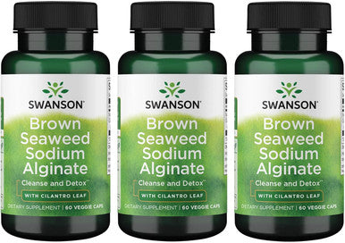 Swanson Premium- Brown Seaweed Sodium Alginate with Cilantro Leaf - 60 Veggie Caps (3 Pack)