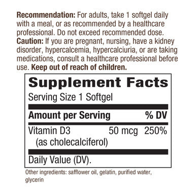 Nature'S Way Vitamin D3 Extra Strength; 2000 Iu Per Serving; 240 Softgels