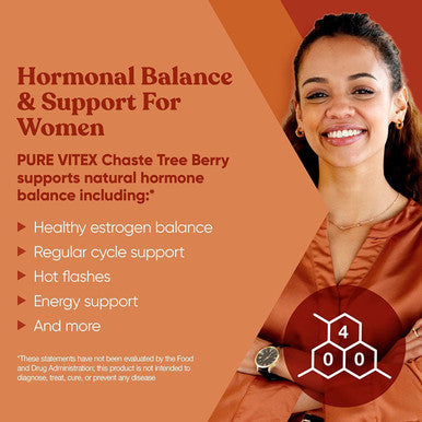 Eu Natural Vitex Pure 400 Mg Chasteberry Natural PMS Support Balance Hormones Regulate Cycle Promote Skin Health Full-Spectrum & Standardized 60 Vegan Soft Capsules