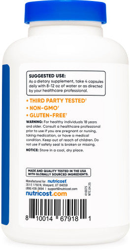 Nutricost D-Aspartic Acid (DAA) Capsules 3000mg Per Serving (180 Capsules) Non-GMO